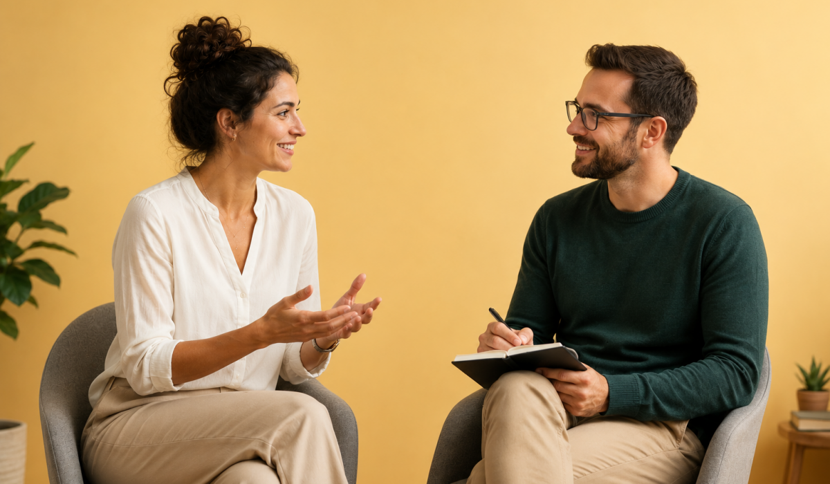 Séance de coaching professionnel à Rennes entre un coach et un professionnel en accompagnement individuel