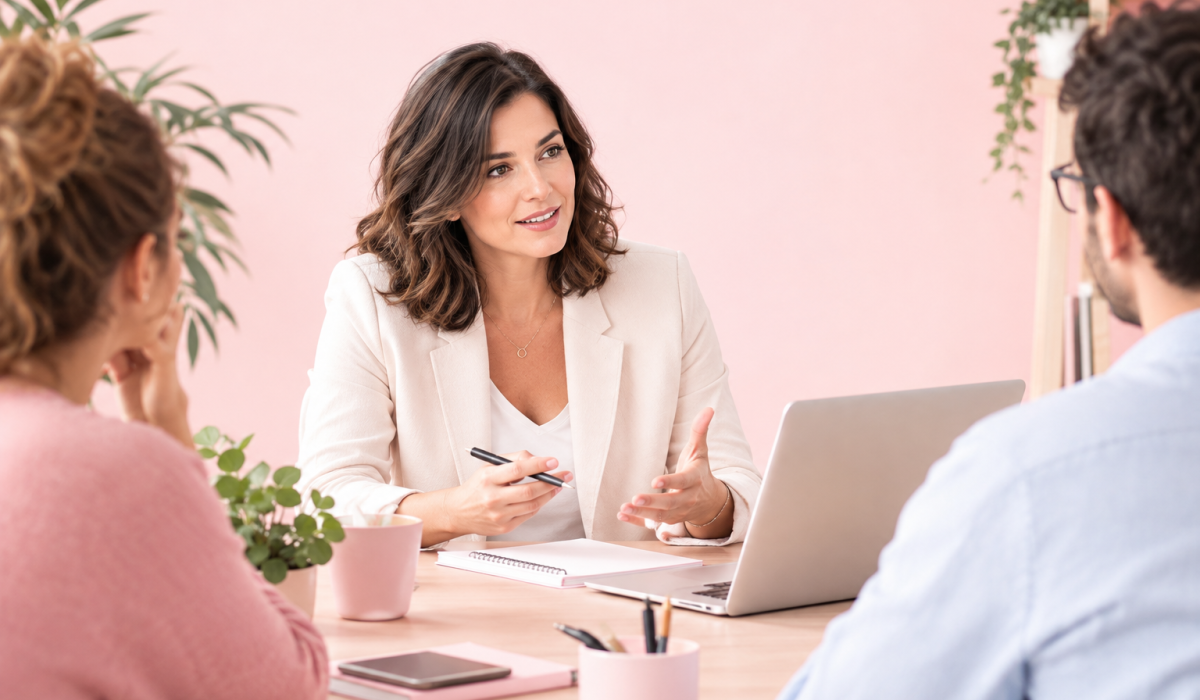 Enquête interne salarié : échange entre une consultante et des salariés en entreprise